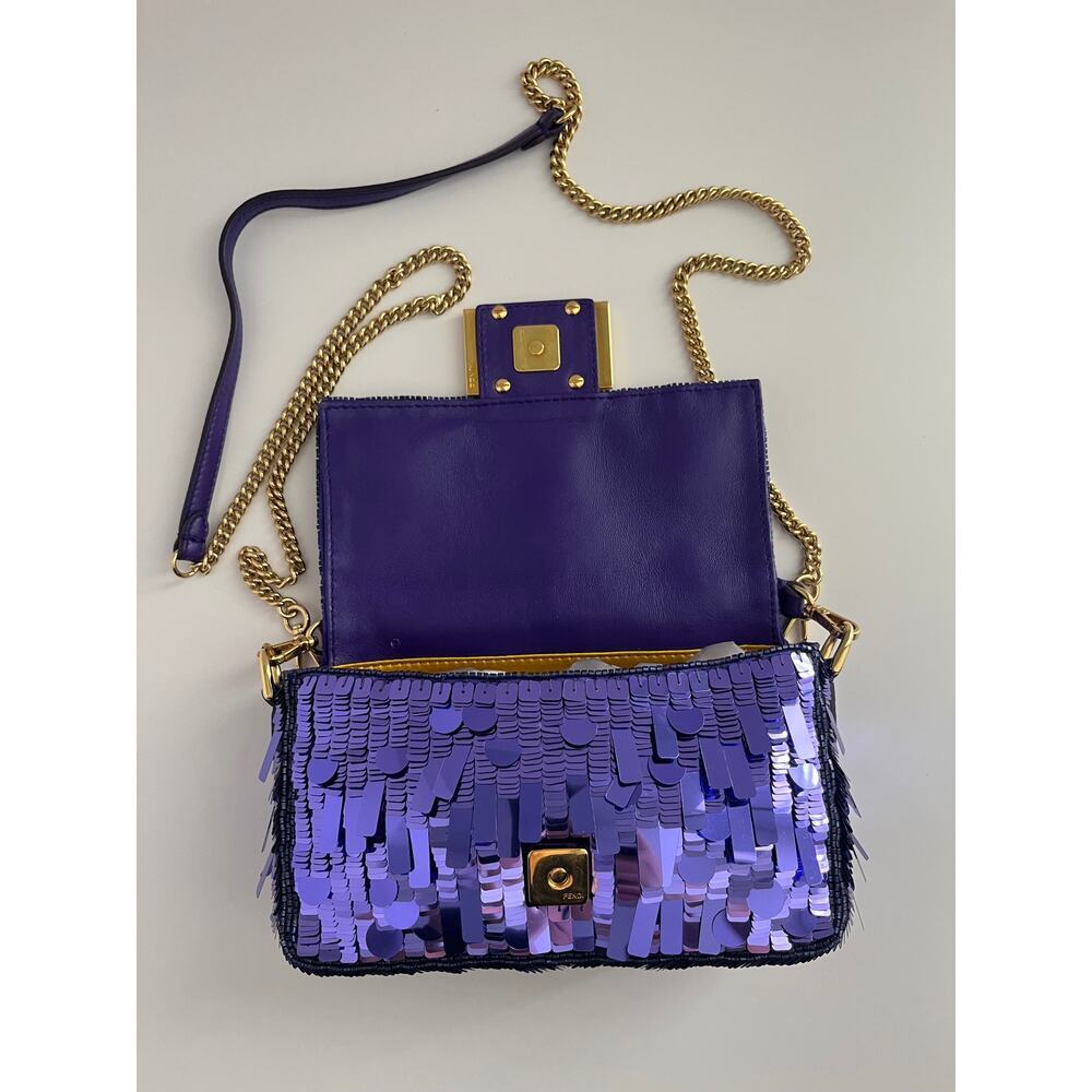 Fendi baguette mini purple sequin gold hardware shoulder bag - Picture 7 of 8